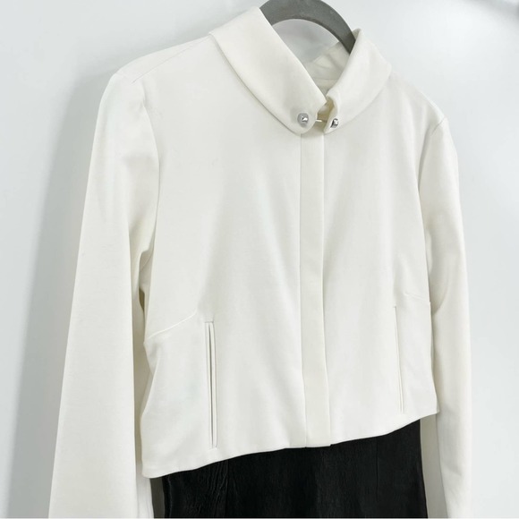 SALLY LAPOINTE Mixed Media Dress White Structure Top Faux Leather Skirt Size 4 - Picture 4 of 16